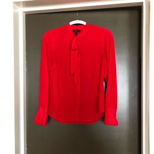 J Crew Red Bow Blouse